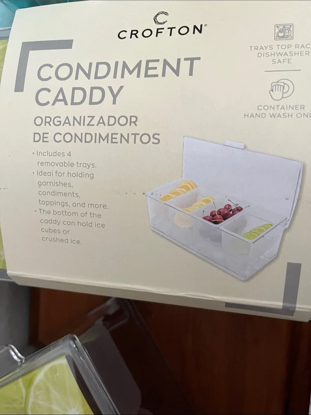 Croton Clear Condiment Caddy Tray  with 4 Removable Trays